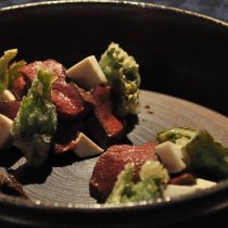 鹿肉の焼き物　里芋とふきのとう味噌