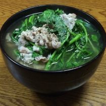 クレソンと豚肉のお吸い物