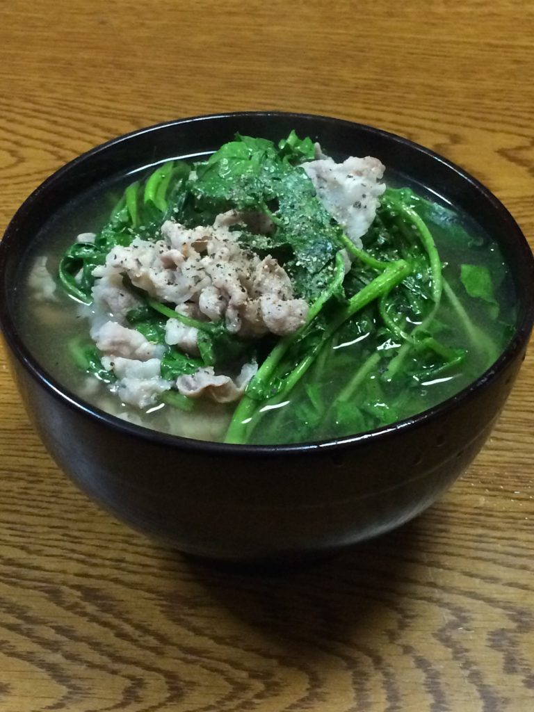 クレソンと豚肉のお吸い物