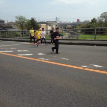 桜マラソン途中の坂本君