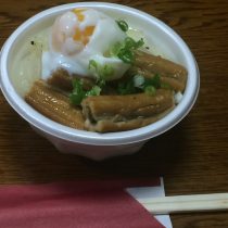 穴子丼の試作！容器はイベント用のものです☆